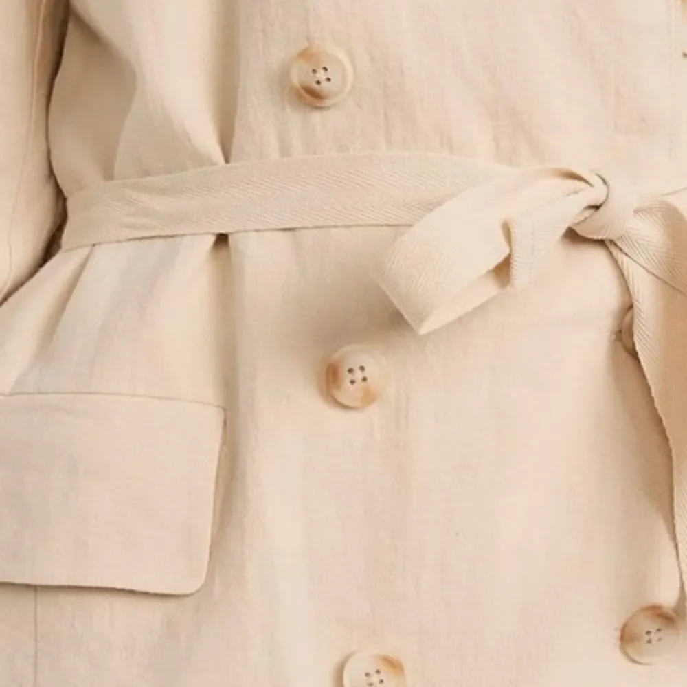 Free People Double-Breasted Cream Blazer Jacket - Picture 4 of 16